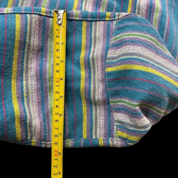 Striped Woven Canvas Tote Bag Zipper Handles Beach Bag Blue Purple Michael Stars - Picture 11 of 11